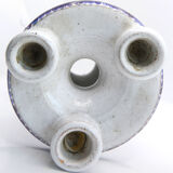 Triple candle holder in Biot earthenware with blue flower patterns