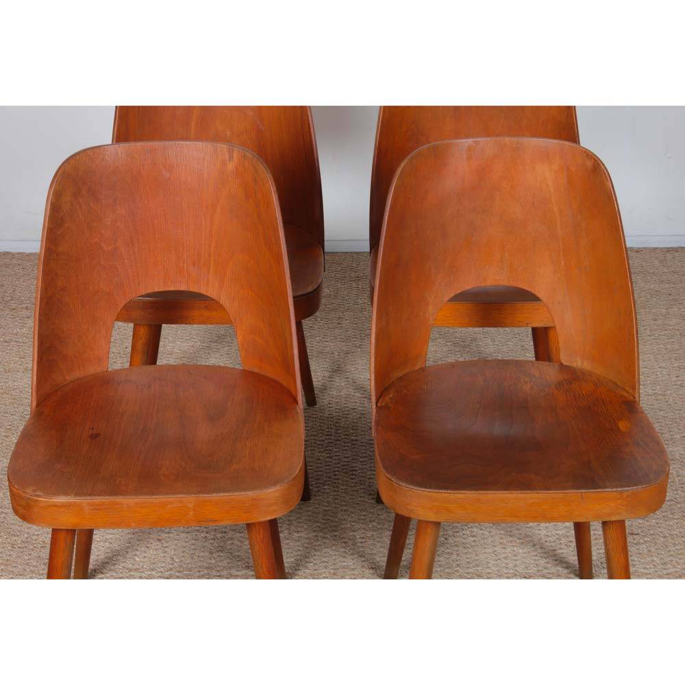 Set of 4 vintage chairs by Oswald Haerdtl for Ton, 1960.