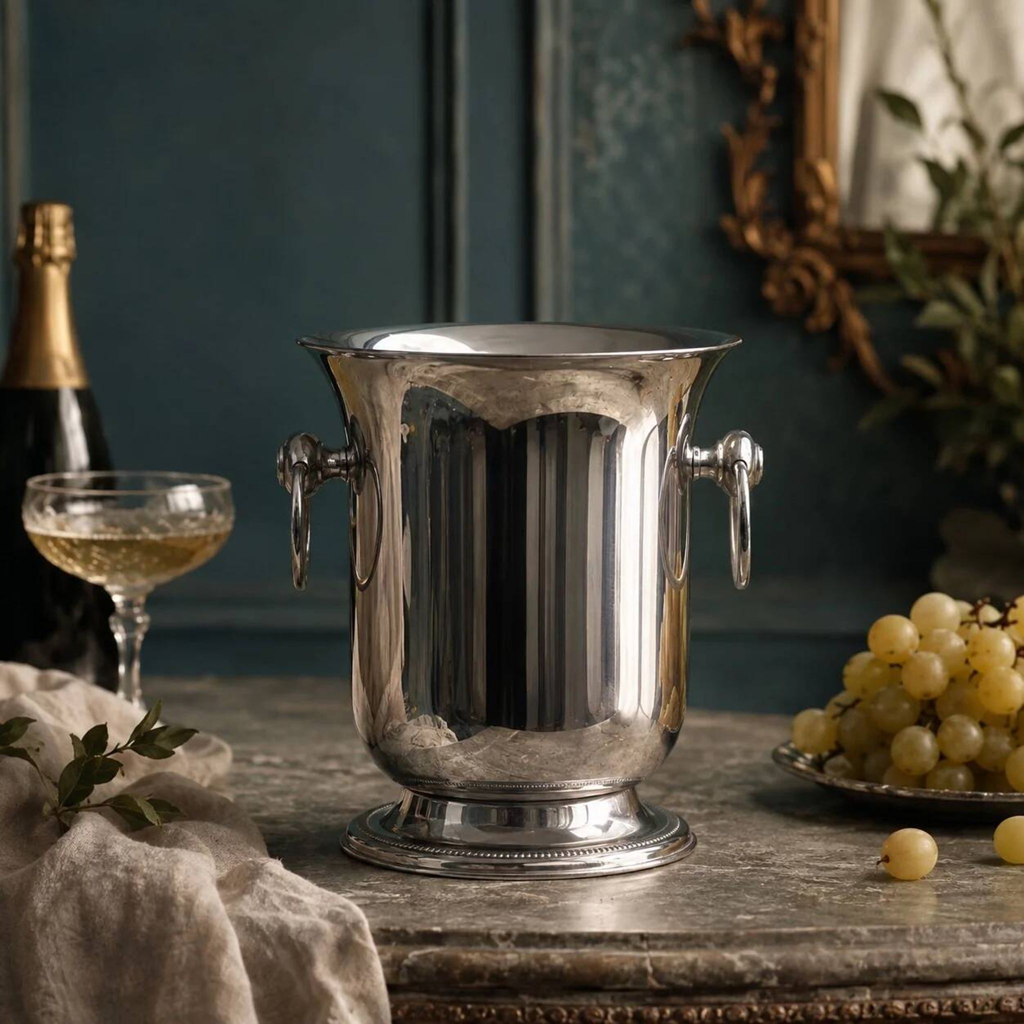 Jean Couzon Président stainless steel champagne bucket 18/10 with original documents – 1970s