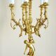 Candelabra, 6-pointed candlestick, marble, bronze, putti decoration, putto