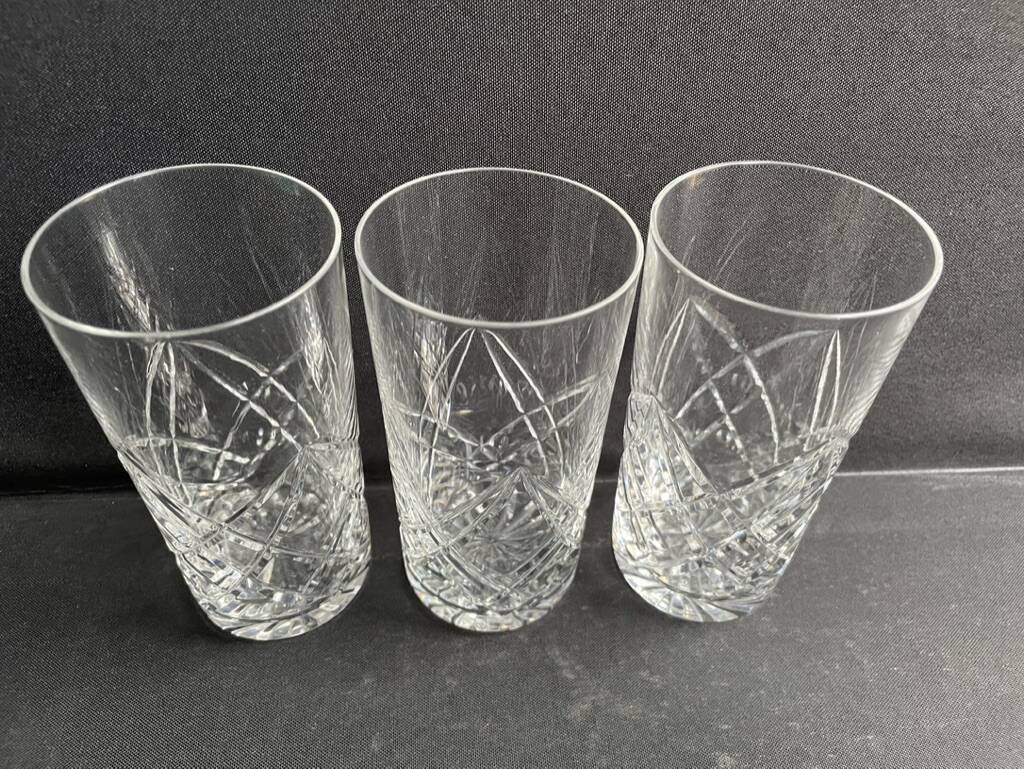 3 large Saint Louis Sammy service glasses stamped