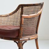 Pair of armchairs in walnut and antique cane, 19th century