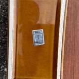 Vintage teak ceramic aperitif serving tray Stylform design