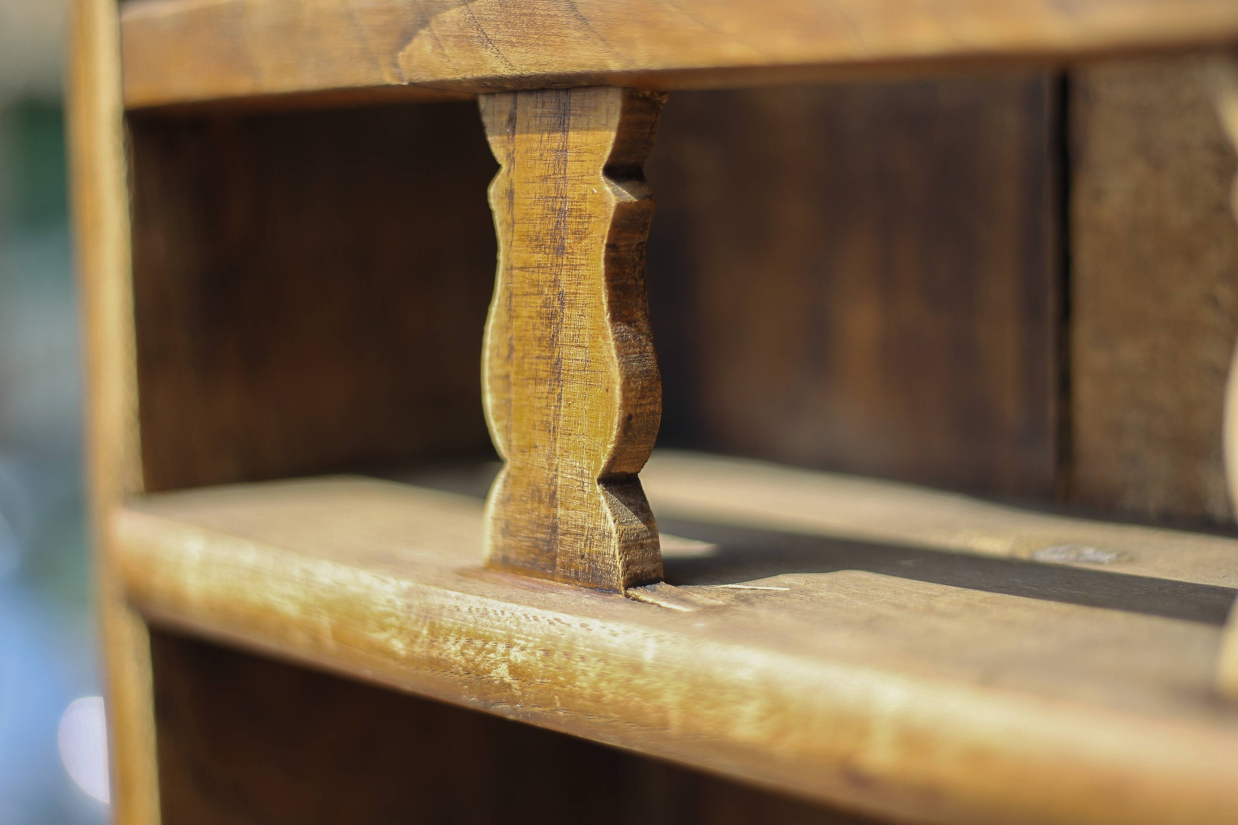 Old wooden dresser, standing shelf, vintage wooden furniture, kitchen, country, chalet, decoration