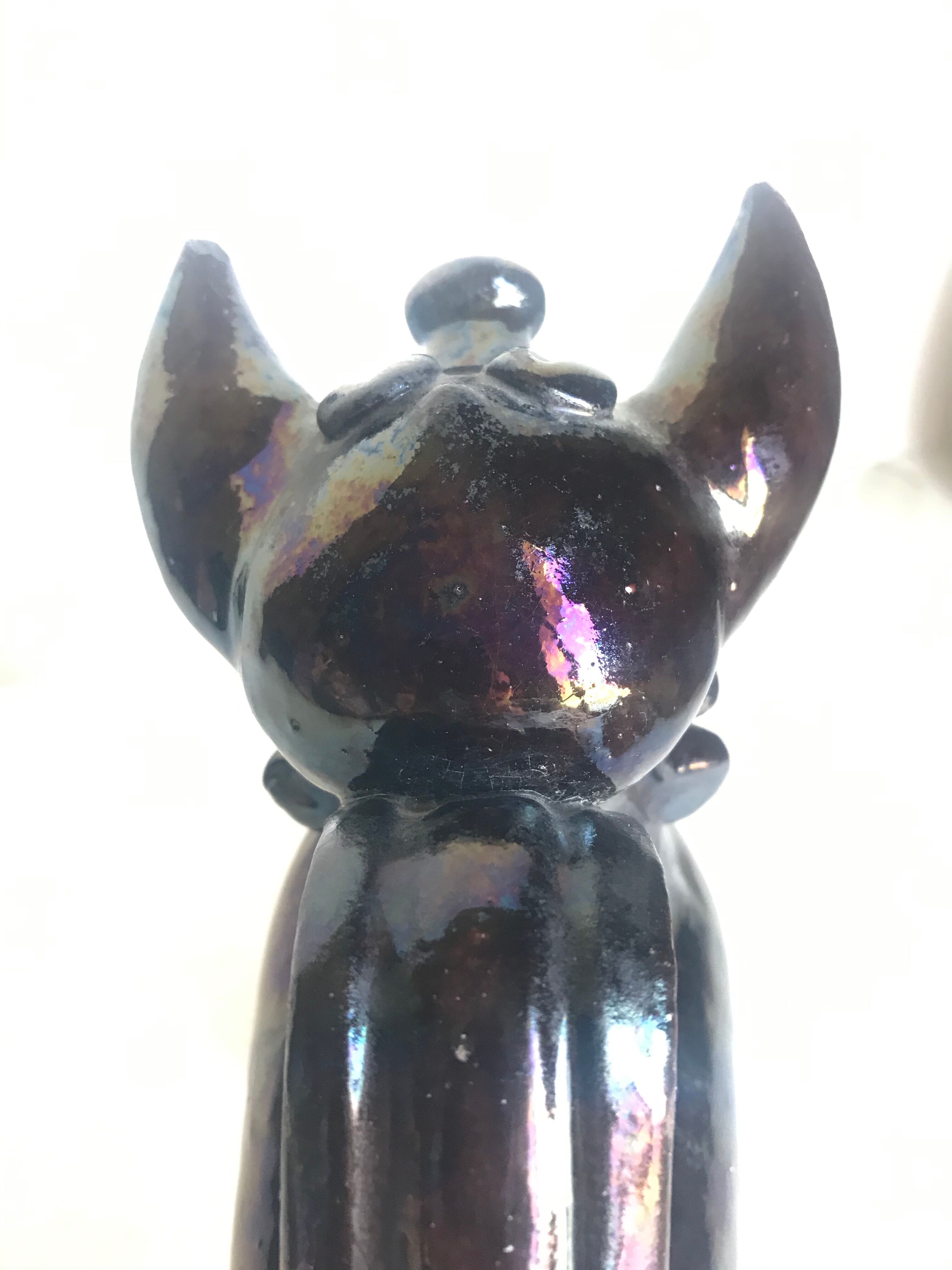 Pitcher forms Taurus terracotta glazed black vintage 60s black decoration