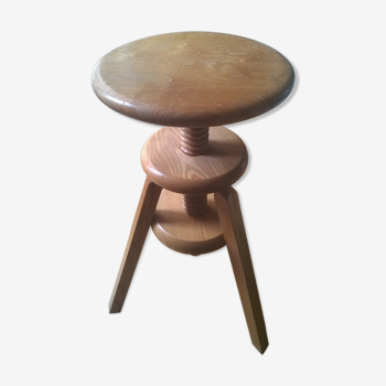 Tabouret à vis en chêne vintage