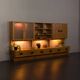 Scandinavian mid century oak wall unit with backlit, Denmark 1970s