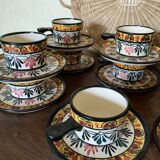 Rare complete Saint Jean de Bretagne coffee service - 10 cups, coffee pot.