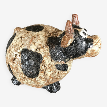 Vache en céramique  craquelée émaillée athezza