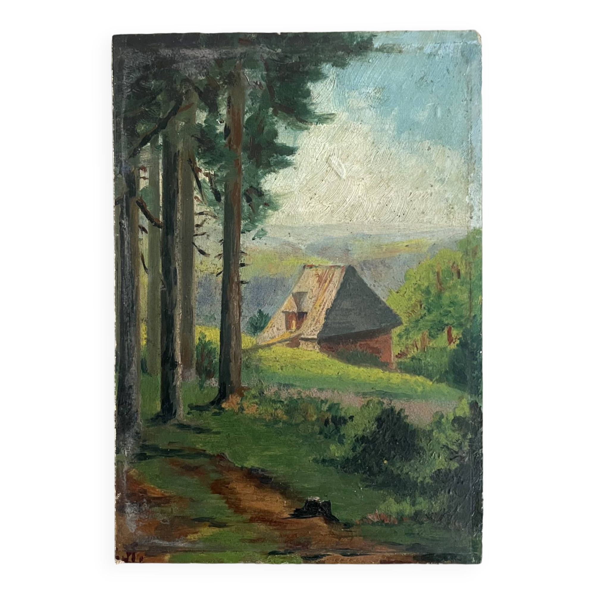 Small oil on old cardboard