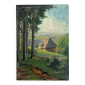 Petite huile sur carton ancienne