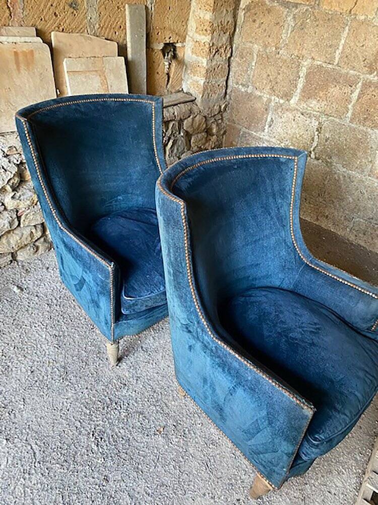 Set of Art Deco Italian chairs in walnut, 1920s