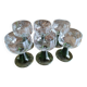 Set of 6 Alsatian wine glasses in chiseled crystal with green turned foot