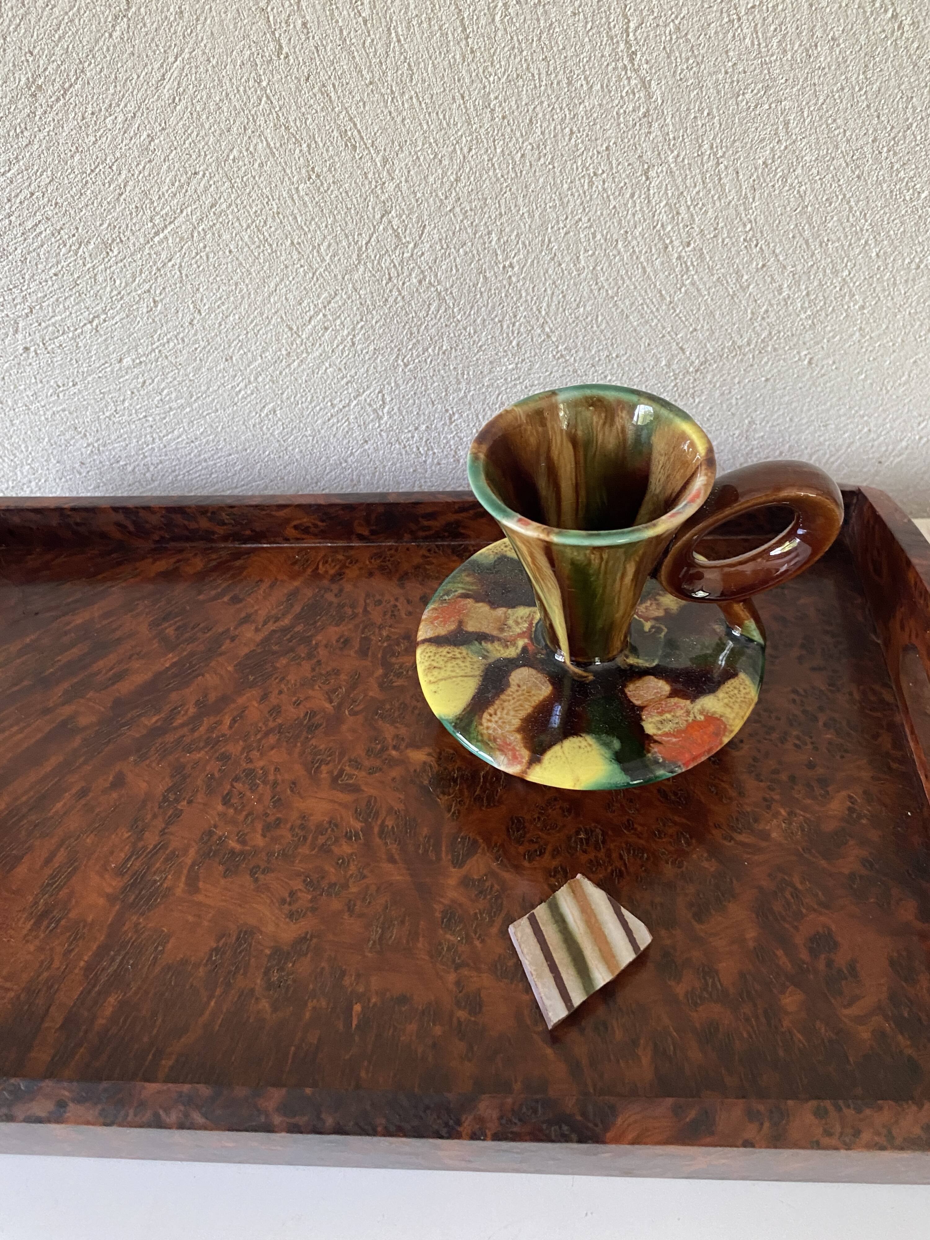 70s ceramic candle holder