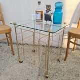 Side table, rolling trolley, vintage vinyl door