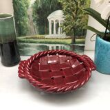 Woven ceramic basket signed France FPP Vallauris