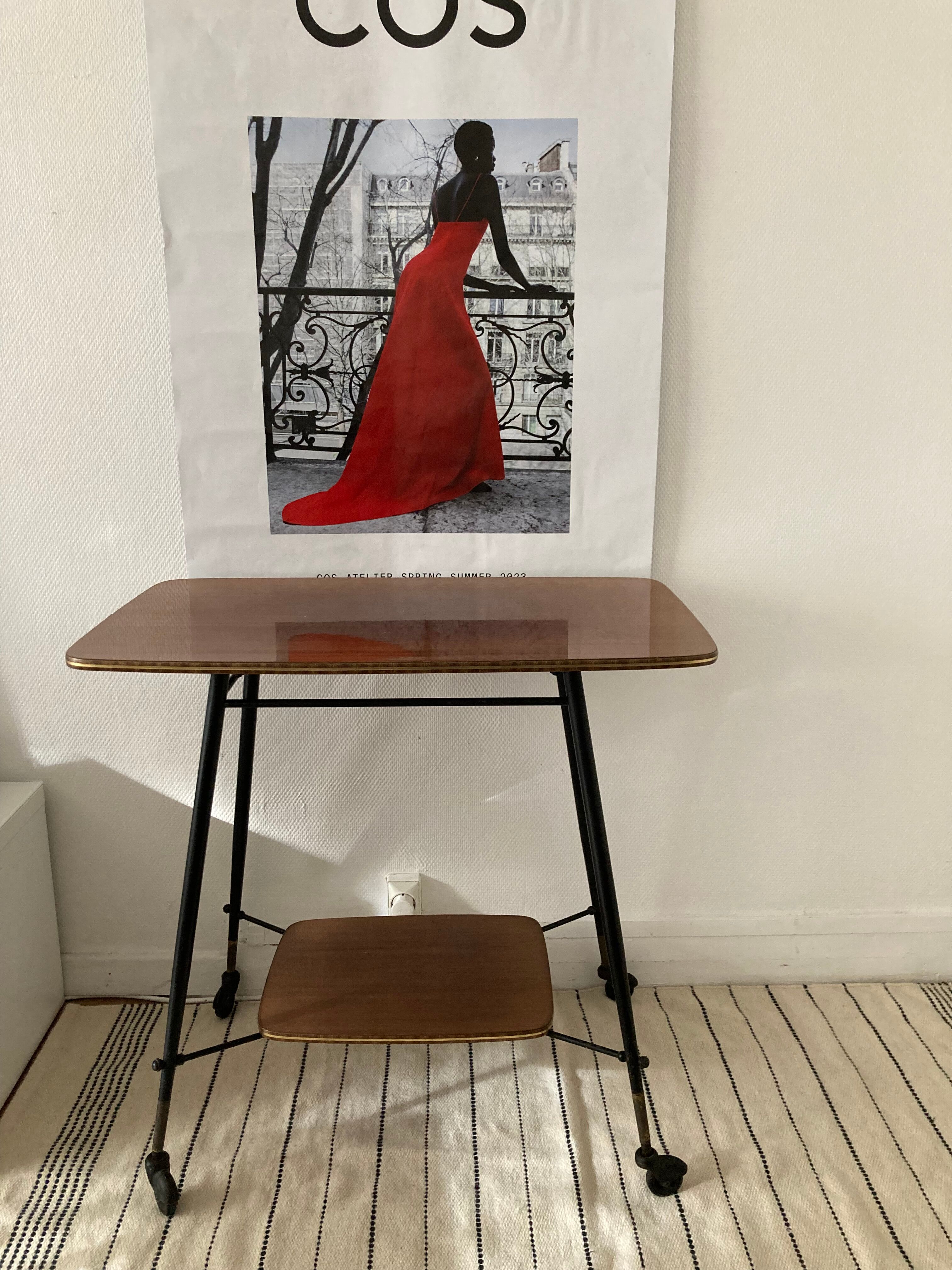Vintage rolling side table