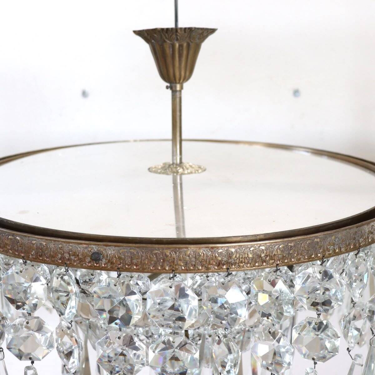 Chandeliers With Large Crystal Drops, Italy, Early 20th Century