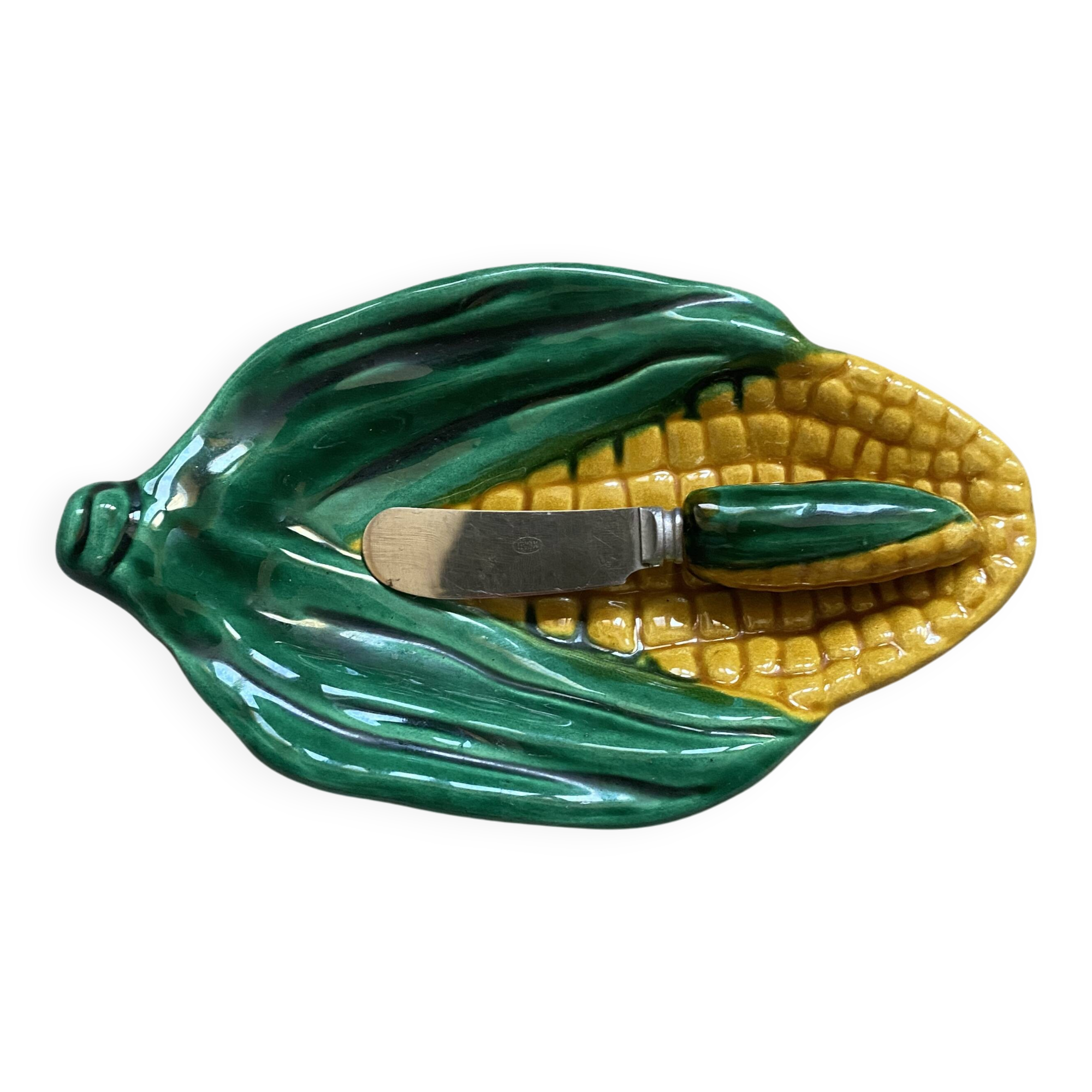 Butter dish with ceramic butter knife from vallauris
