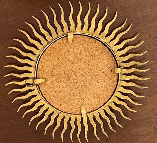 Sun mirror in gold metal 1950  21cm