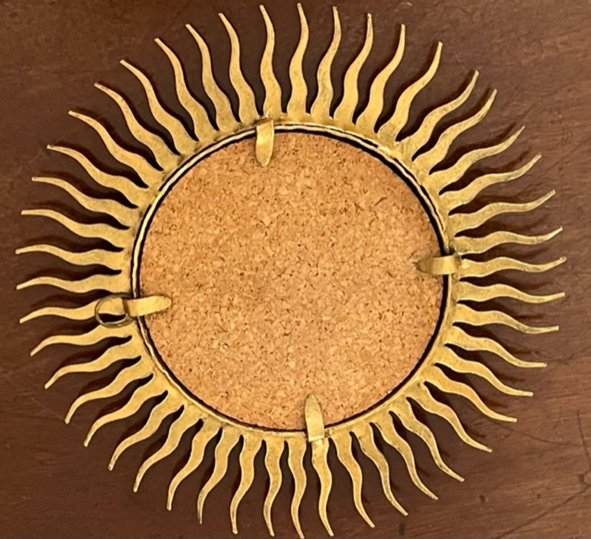 Sun mirror in gold metal 1950  21cm