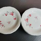12 assiettes blanches motifs fleurs de pommier porcelaine de Sologne