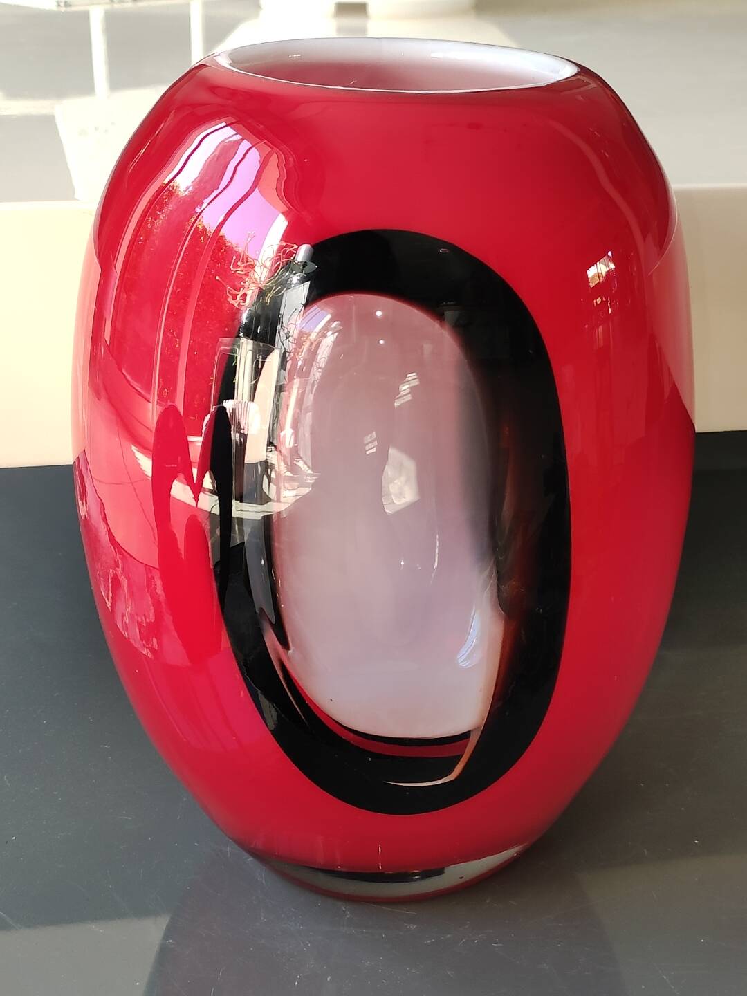 Design Vase/Art Glass Tealight Vase/Dreamlight Mediterrana. 21x15cm