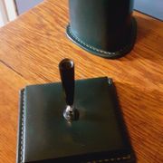 Vintage 7 Piece Office Set from the 50s in Green Leather "Le Tanneur".
