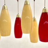 red and yellow murano glass pendants