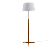 Oak and Brass Floor Lamp Marked “GO 12 WDH”, Sweden, 1950s