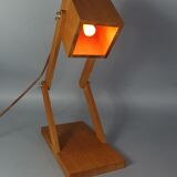 Table lamp articulated vintage wood 50-60s 40x25x14 cm SB