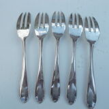 Set of 5 silver metal cake forks