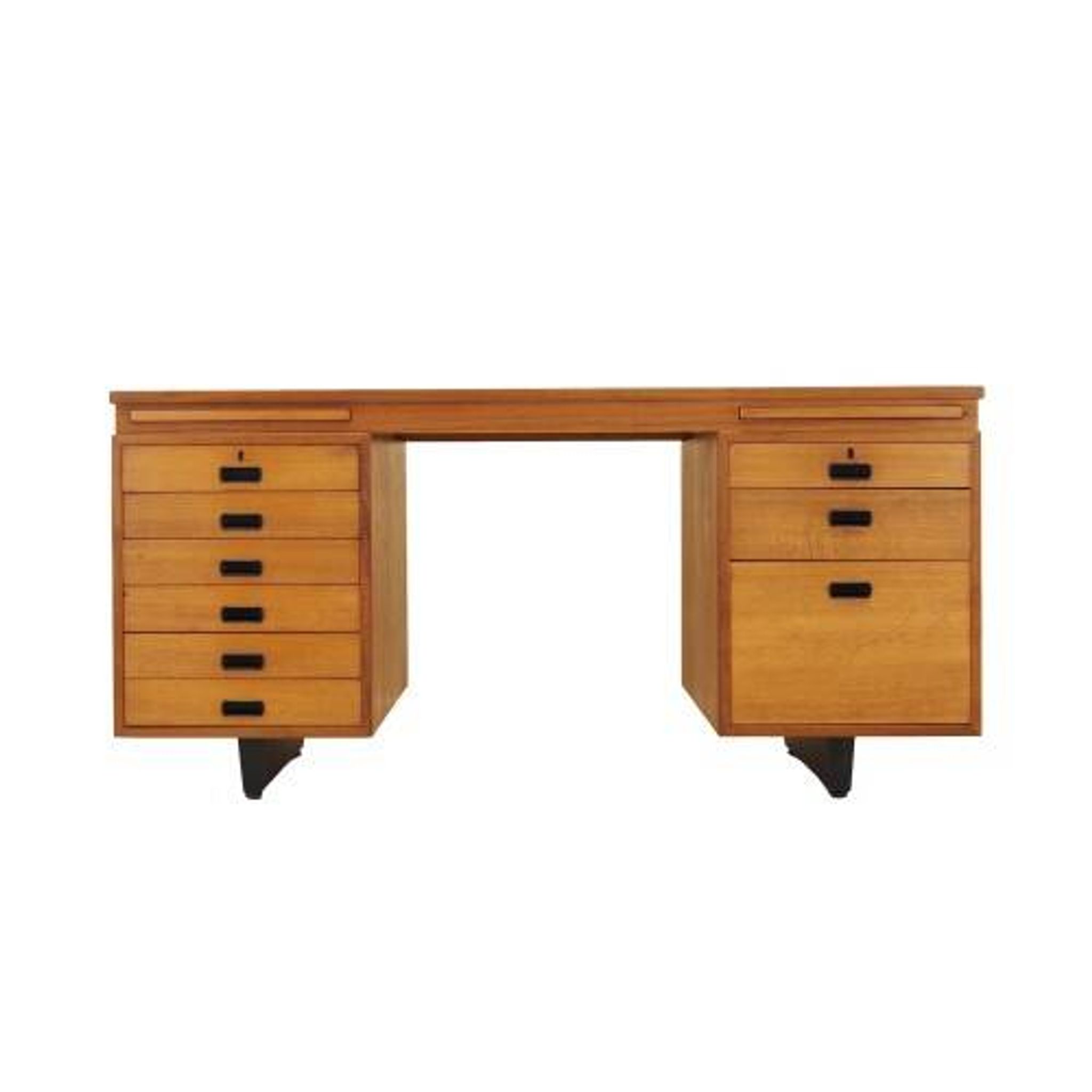 Bureau exécutif avec neuf tiroirs et surface extensible, placage de teck, Nipu, Danemark, années 1970