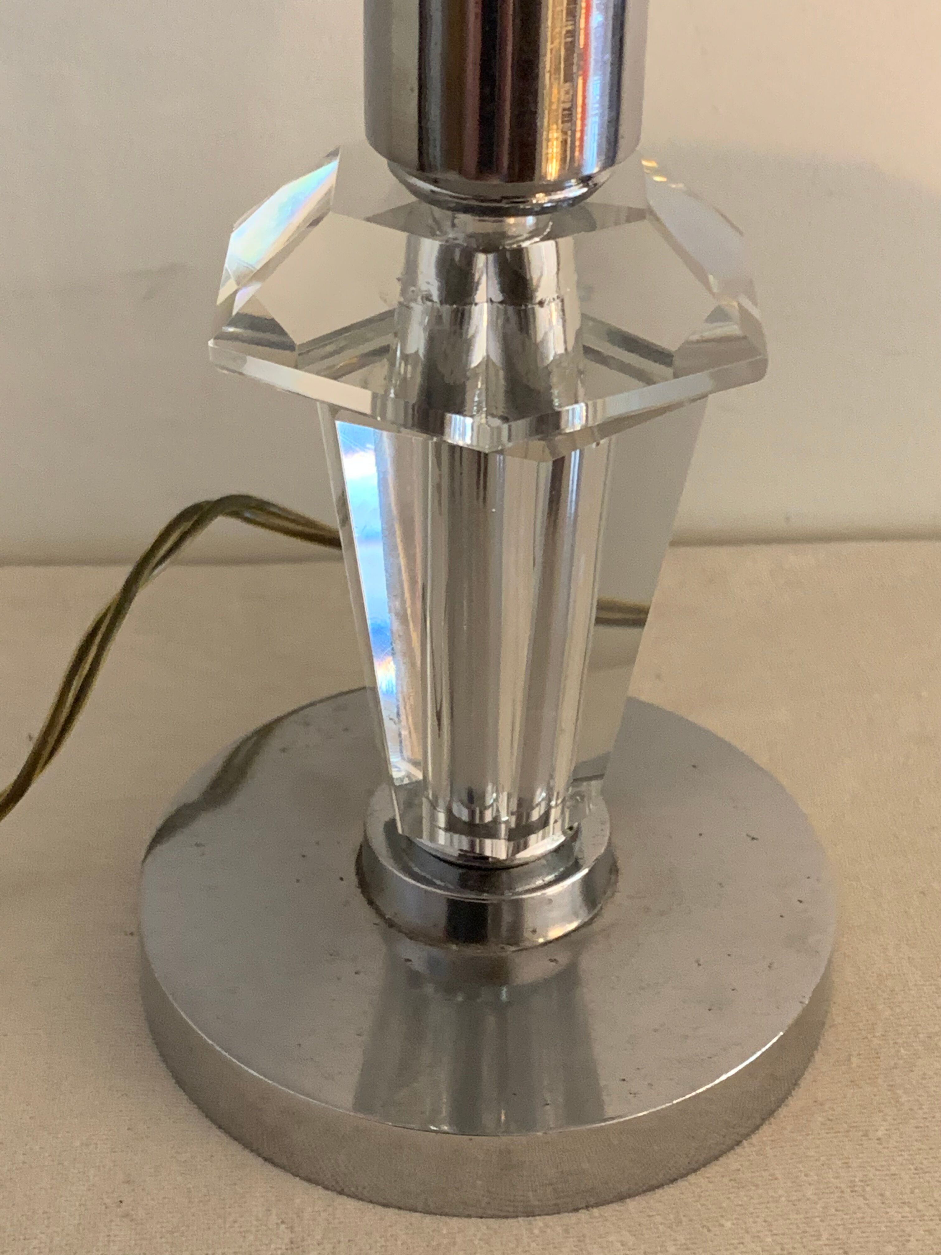 Hexagonal glass table lamp foot 1940 G. Humbert