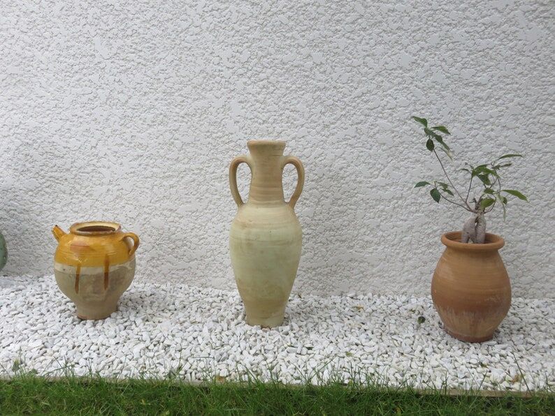 Terracotta potiche with handles 60s