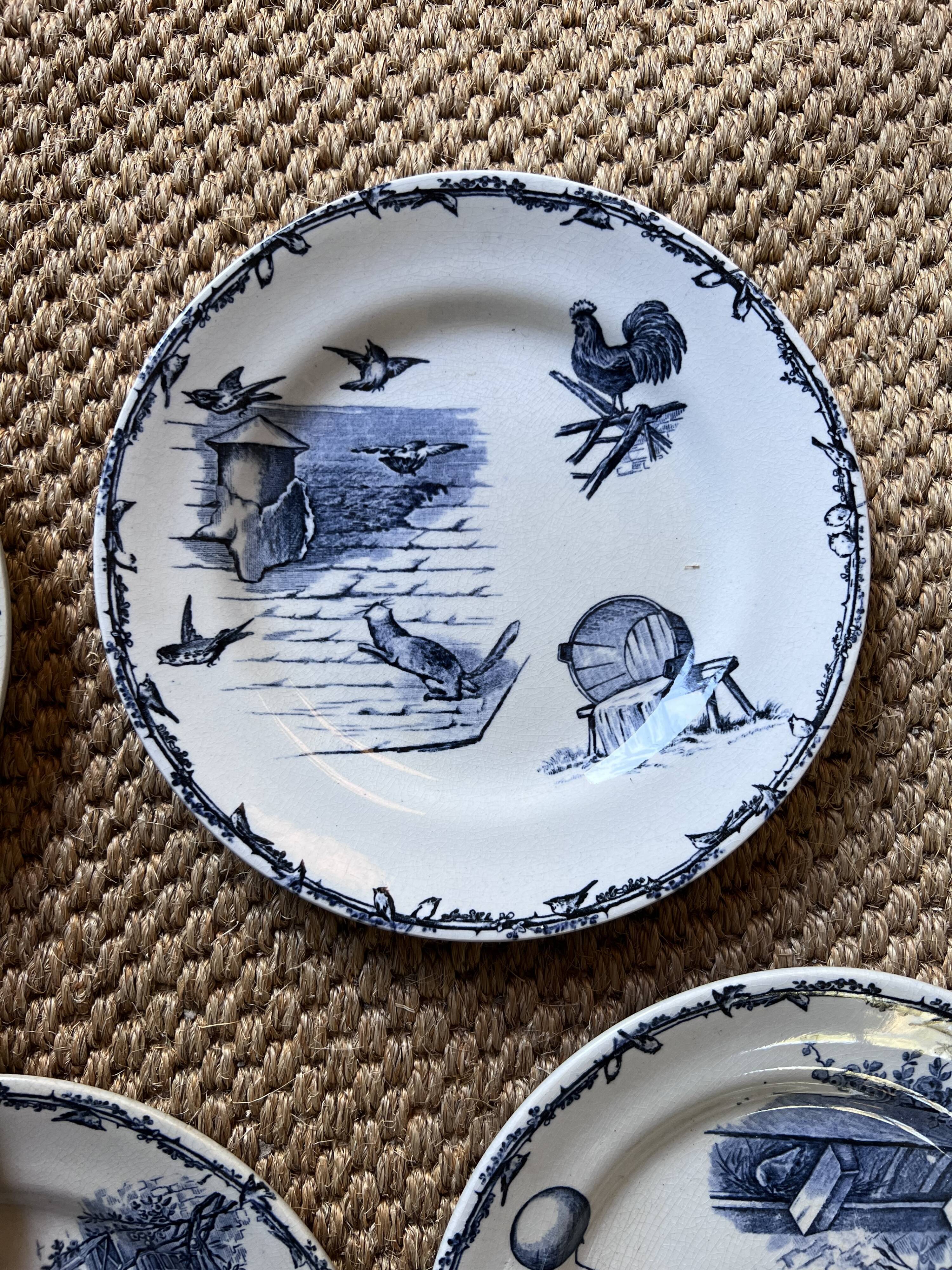 Plates Choisy Le Roi 19th in iron earth, country décor