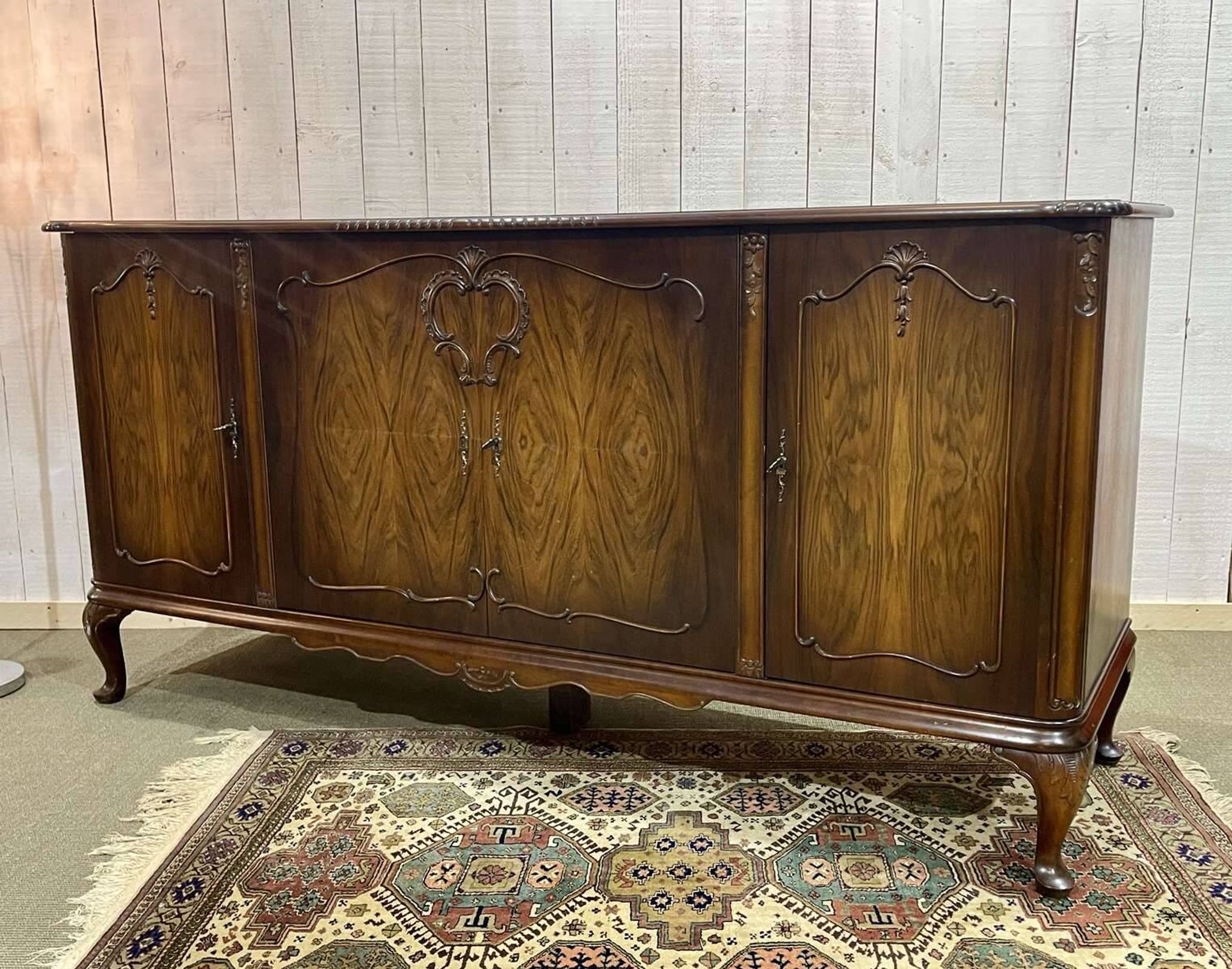 1950s English Chippendale Walnut Sideboard