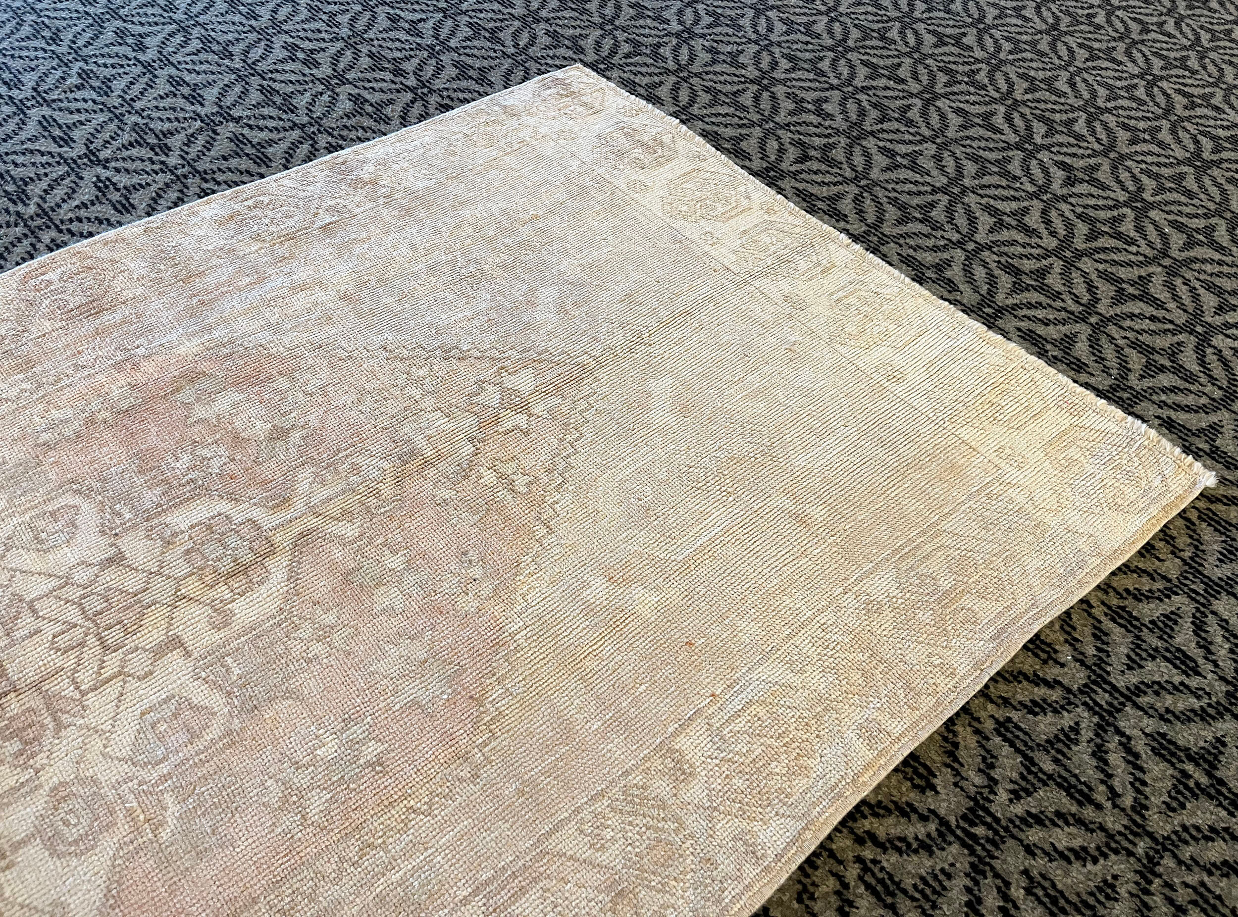 Handmade vintage pastel area rug