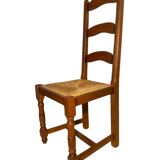 Set of 6 solid wood chairs with straw seat - Rustic style