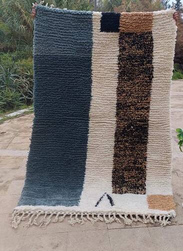 Tapis marocain gris fait main, tapis berbère en laine 150/250 cm