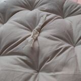 Pair of rattan and bamboo poufs