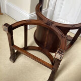 Gothic Curule Dagobert armchair in carved walnut, 19th century