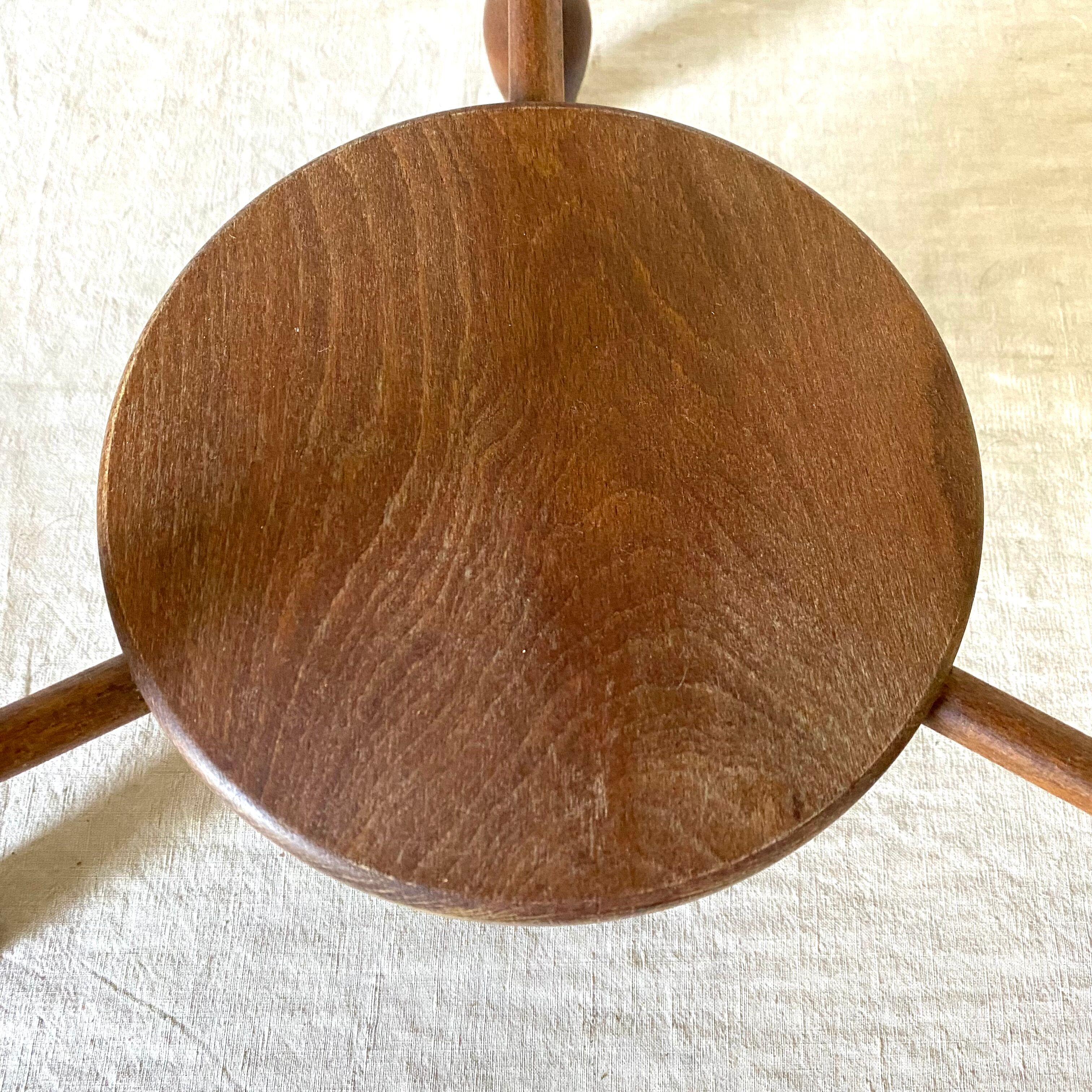 Vintage wooden tripod stool 2 trays