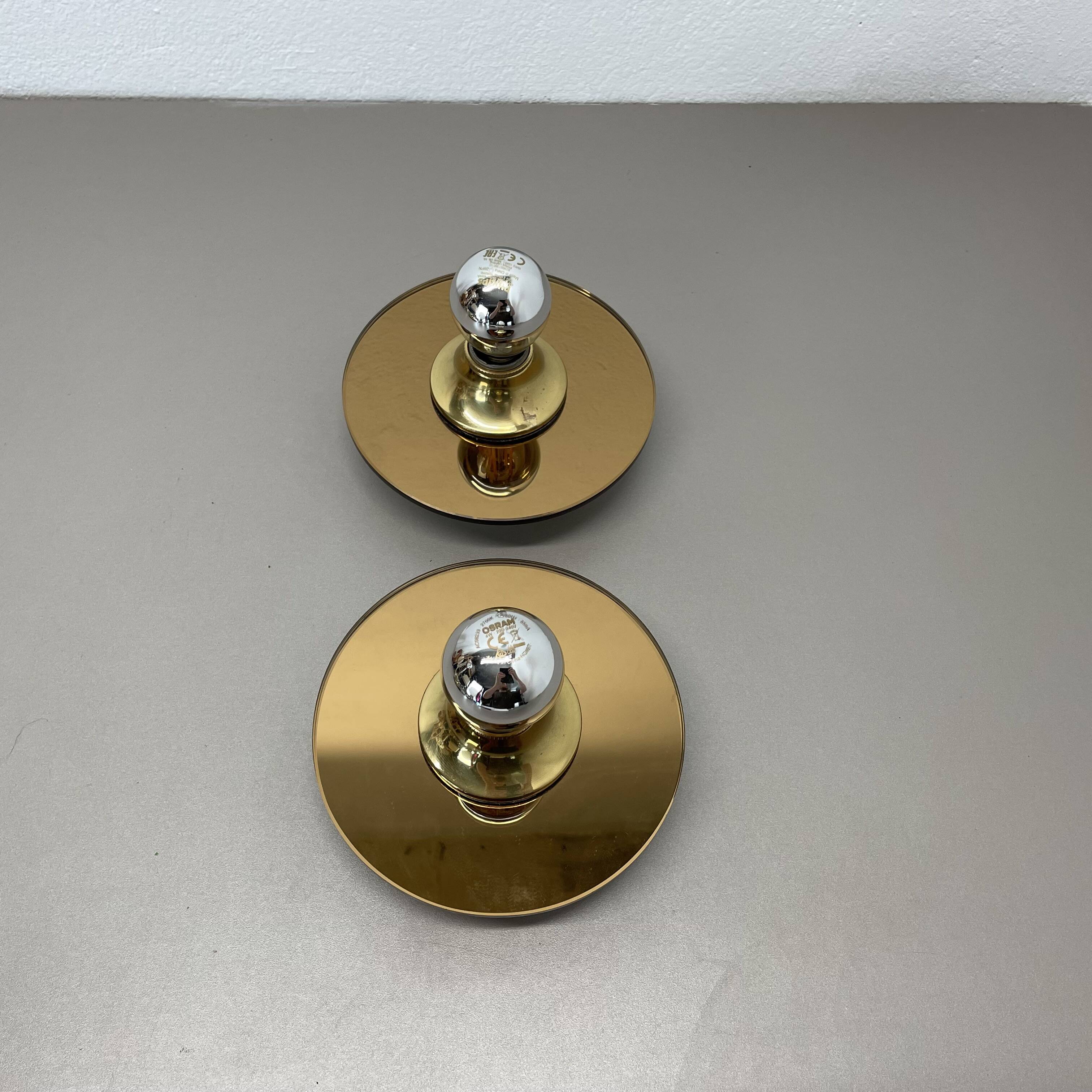 Lot de 2 appliques murales pop art space age mirror de sölken lights allemagne, années 1980