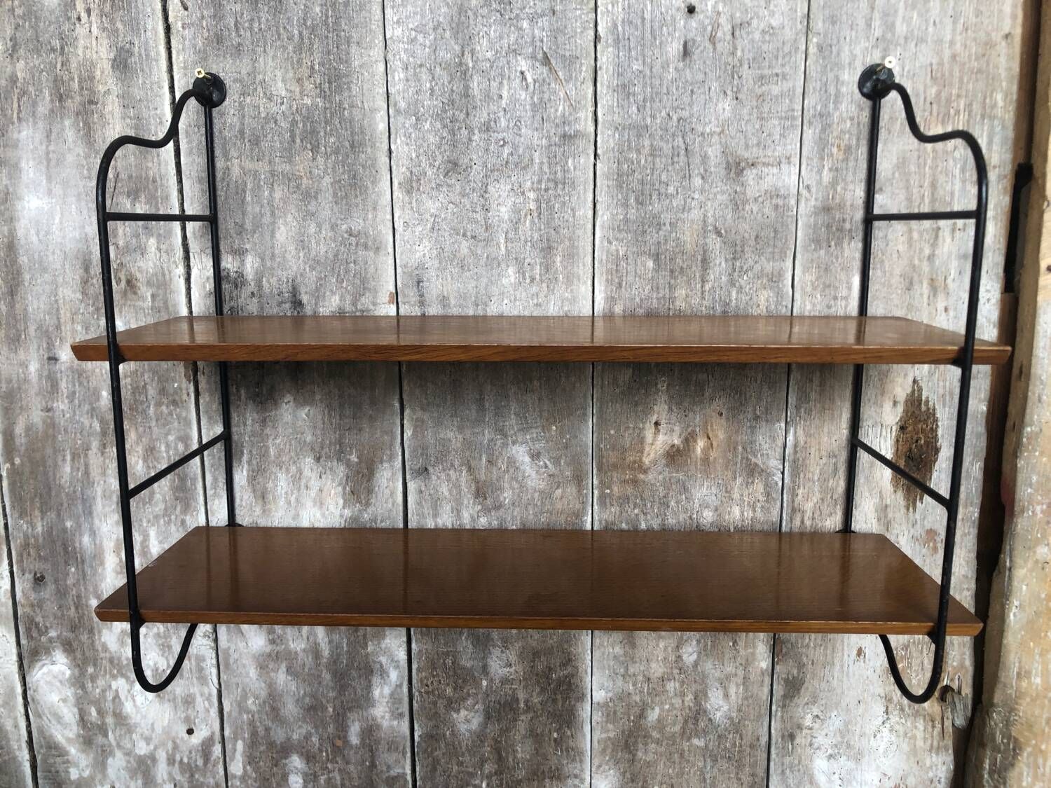 Old tomado modular wall shelf black metal + vintage wood