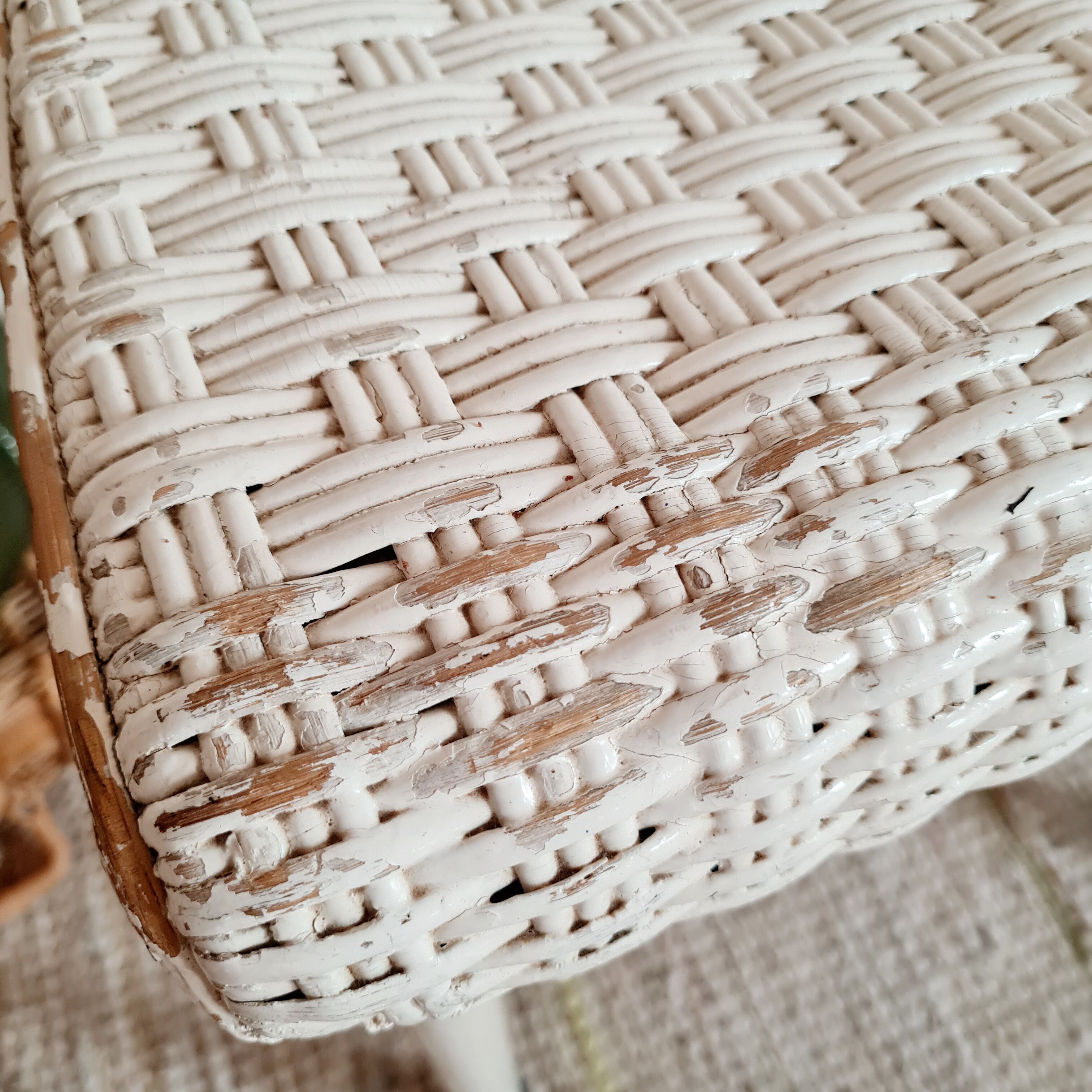 Vintage rattan bistro chairs white and metal