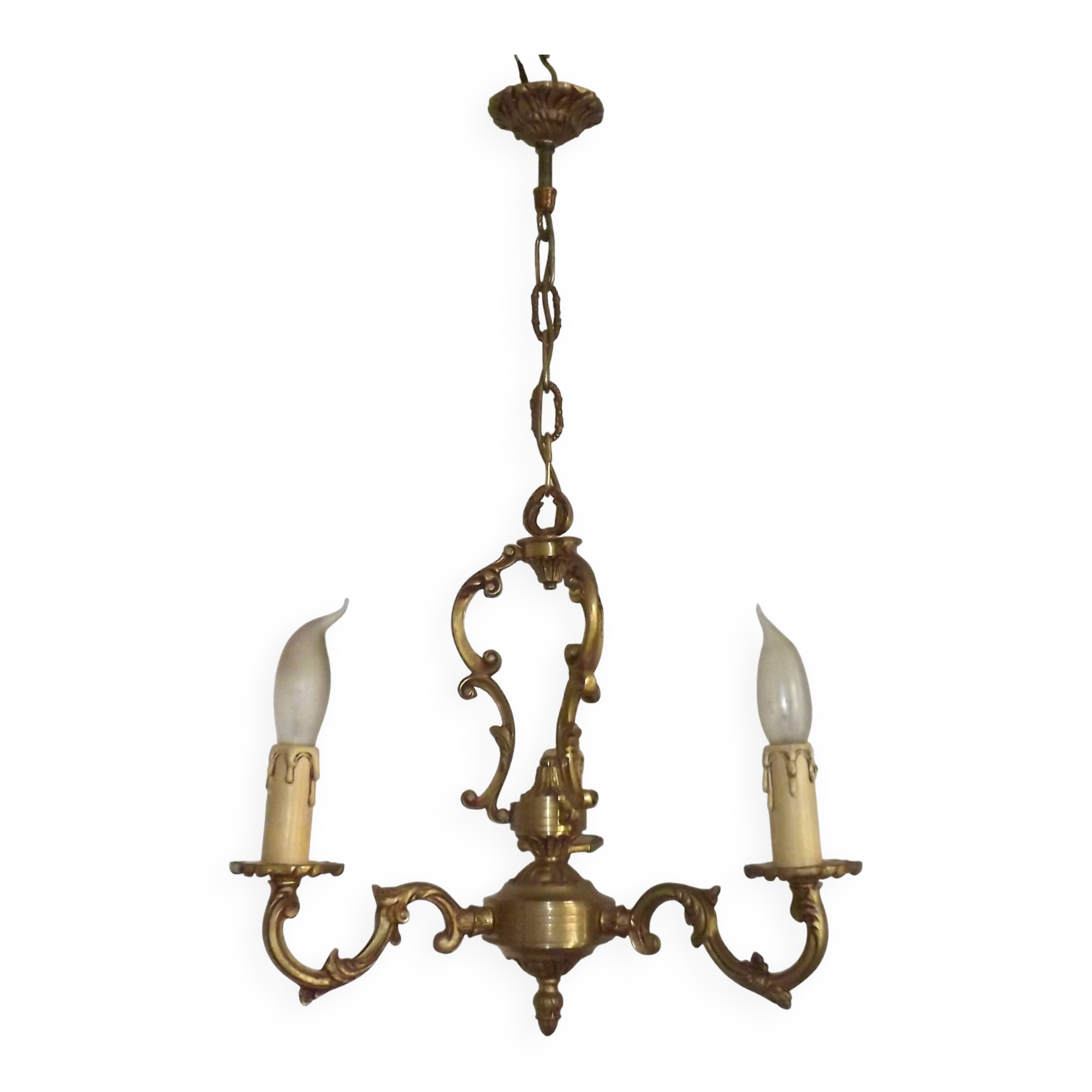 French Art Nouveau Bronze 3 Light Acanthus Detail Cage Candlestick 5476