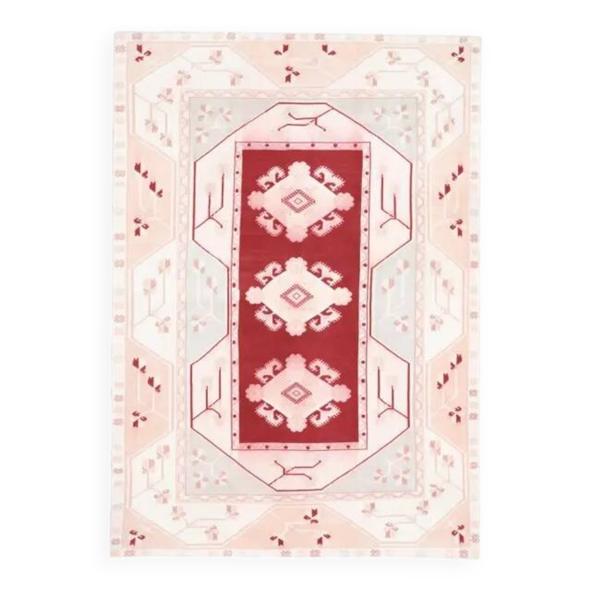 1970s Vintage Turkish Hand-Knotted Wool Cotton Beige Area Rug 190x270