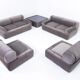 Italian living room set with two sofas, two armchairs and coffee table, 1970