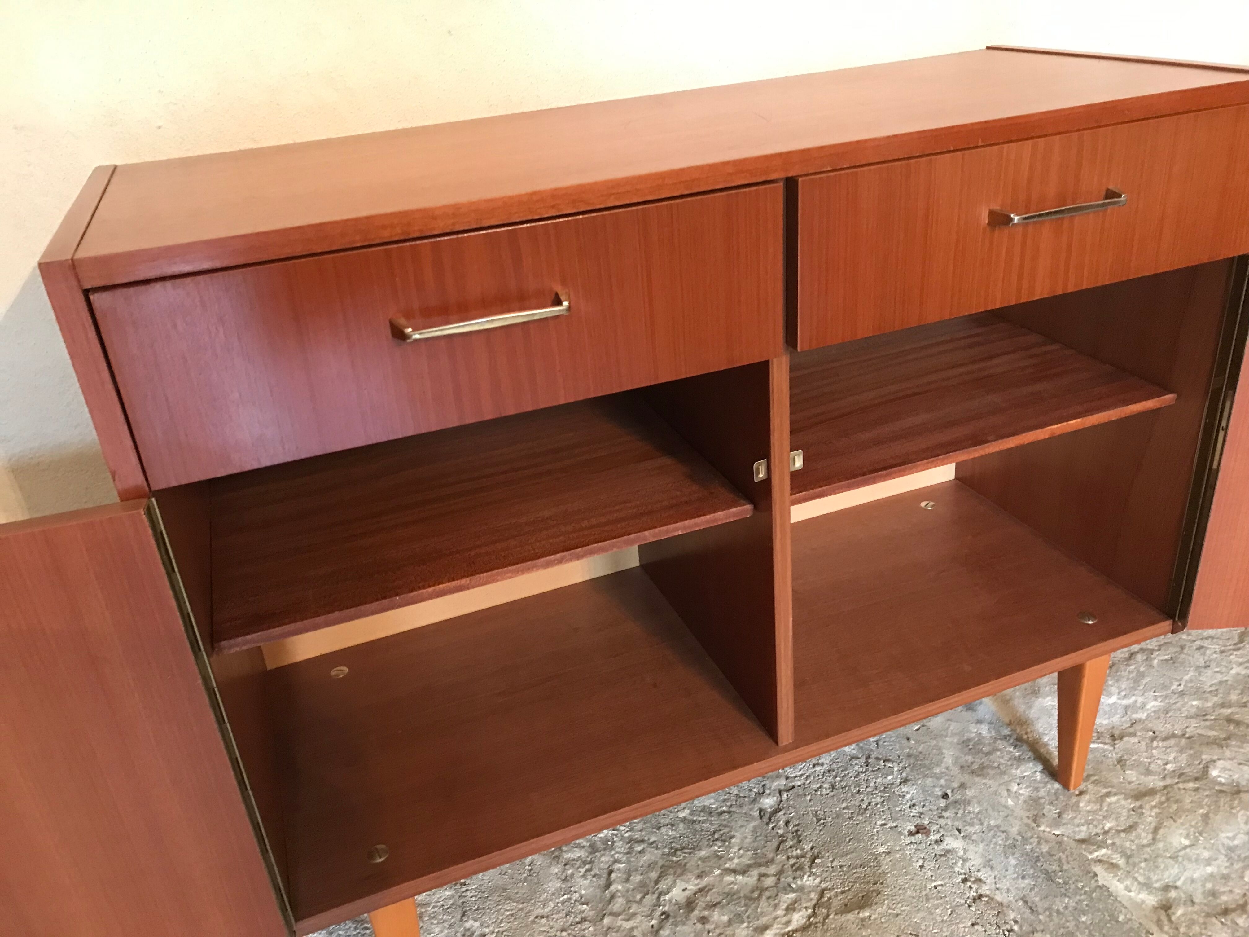 Sideboard vintage storage cabinet walnut veneer bond